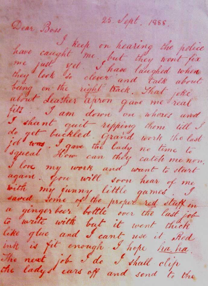 Hasfelmetsző Jack Kedves Főnök levele, 1888